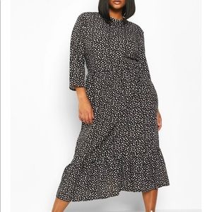 Polka Dot Ruffle Hem MIDI Dress